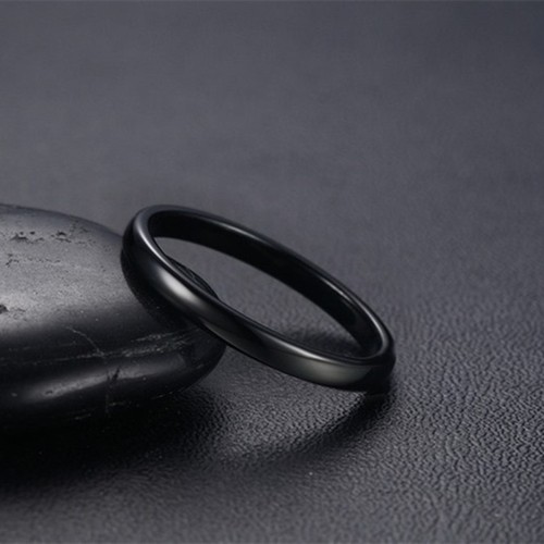 Anillo delgado esmalte negro de tungsteno talla 6-11 - Imagen 3 de 8