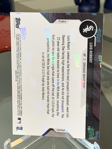 2020 Topps Now LUIS ROBERT RC Hit on 1st Pitch Seen White Sox Rookie SP #11 WOW! - Picture 2 of 2