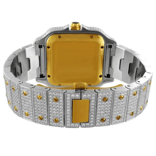 Stainless Steel Moissanite Bling Silver Gold Mens Watch Luxury Diamond Quartz Mm - Picture 6 of 24