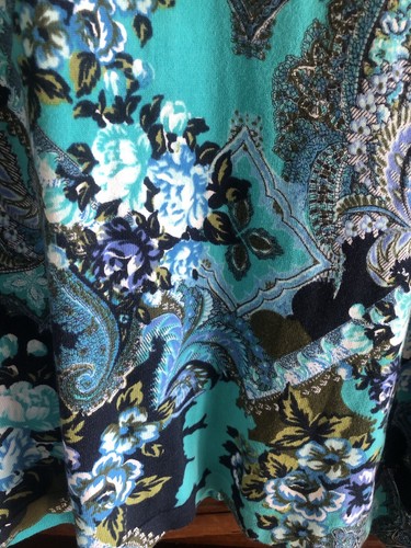 Isaac Mizrahi Live! Cardigan Women's Large Blue Floral Paisley L/S Cotton Nylon - Picture 11 of 15
