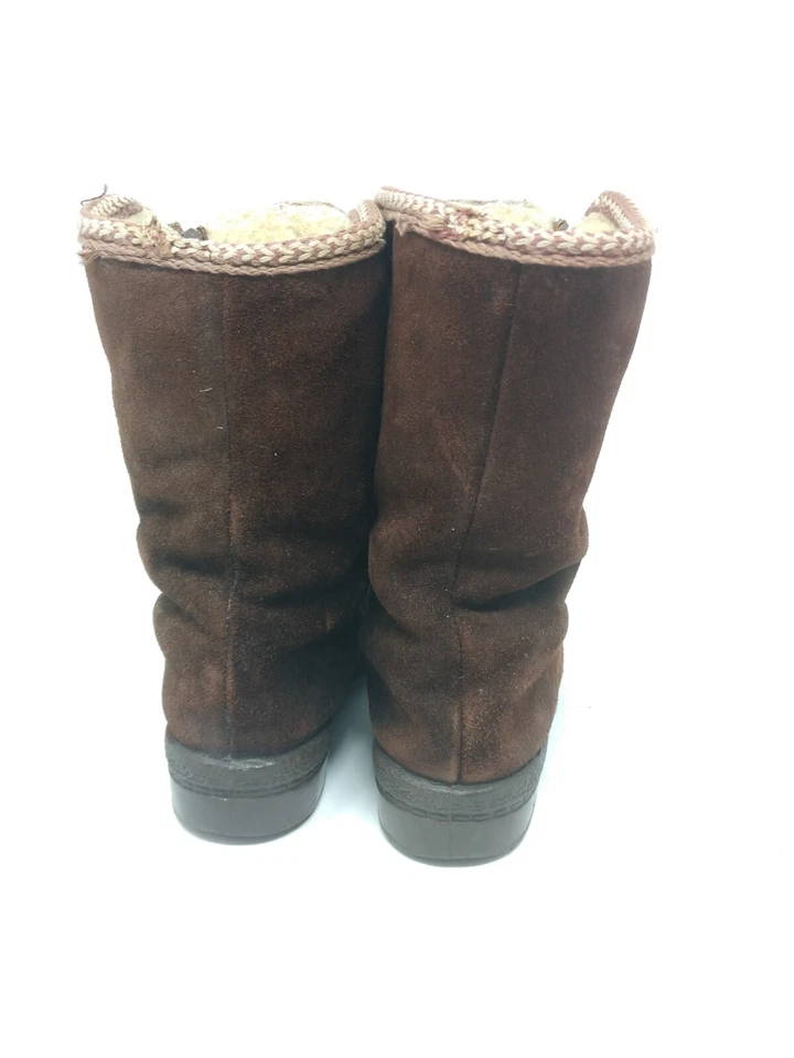 (Talla 5.5) ¡LIMPIADO! Botas de esquí APRES Fascinators años 70 marrón gamuza y piel vintage Foto 3 de 4