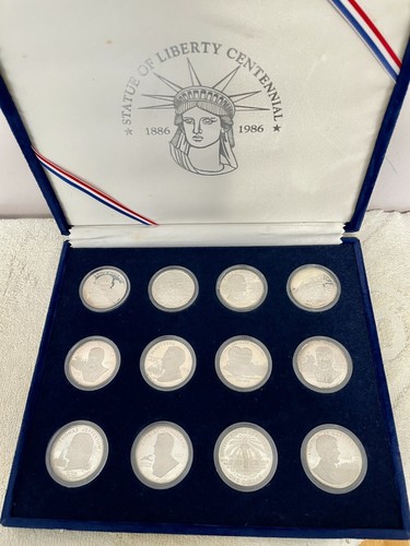 Statue Of Liberty Sterling Silver 12 Medal Set, Low 20,000 Mint, Frank Gasparro - Picture 5 of 9