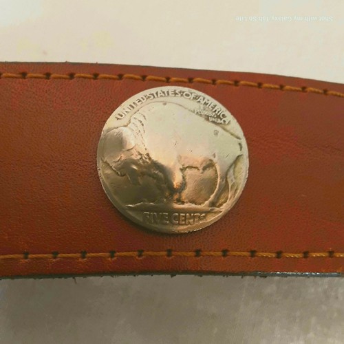 Appaloosa Trading Co Belt Womens 26 Tan Nickel Coin Studded Leather - Picture 10 of 12