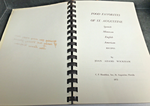 Vintage FOOD FAVORITES OF ST AUGUSTINE Cookbook Florida Spanish Minorcan Spiral - Picture 3 of 12