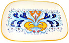 Nova Deruta Platter w/ Footer, Hand-Painted Italy LARGE 14" x 10" Bright