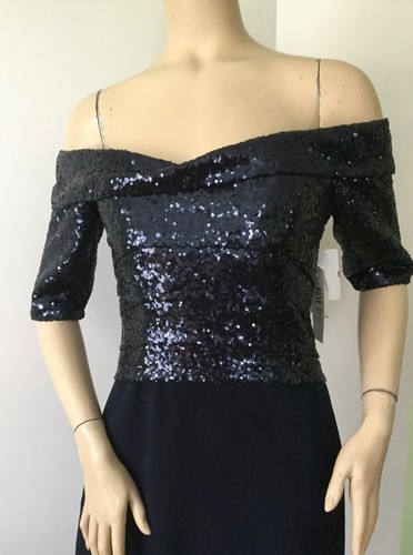 Rene Ruiz Collection Off The Shoulder Sequin Navy Gown (Size 8) $1,385.00! - Picture 7 of 12