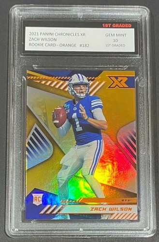 2021 CHRONICLES XR ZACH WILSON 1ST GRADED 10 ROOKIE CARD ORANGE HOLO #182 RC 🔥 - Picture 3 of 3