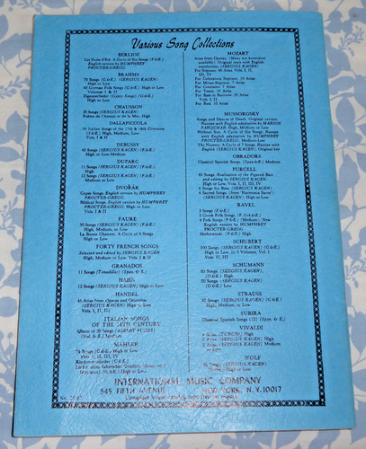 Mozart's Arias for Mezzo-Soprano English & Italian Lyrics Sergius Kagen 1972 - Picture 2 of 5
