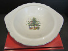 Nikko Japan HAPPY HOLIDAYS 10" Vegetable Bowl GREEN TRIM Presents STARS Tree