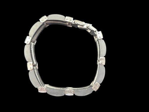 Stainless Steel & Rubber Link Bracelet 8" - Picture 2 of 5