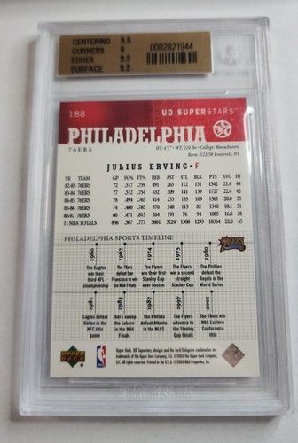 2002-03 Upper Deck UD Superstars Julius Erving BGS 9.5 #188 ***FREE SHIPPING*** - Picture 2 of 3