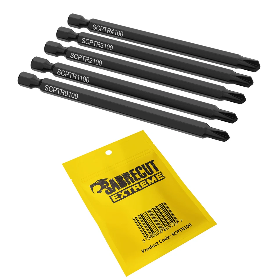 SabreCut Professional Tri Wing Security Screwdriver Bits set 5 pc 100mm Long