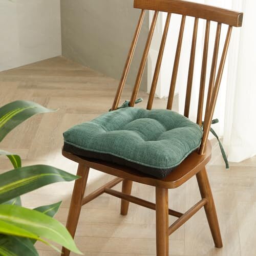 Chair Cushions for Dining Chairs Set of 4, 4 Count (Pack of 1) Dark Green - Afbeelding 6 van 7
