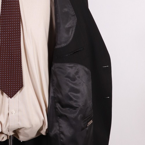 Henry Grethel 56R 50x30 Black Striped Polyester Two Button Suit - Picture 7 of 12