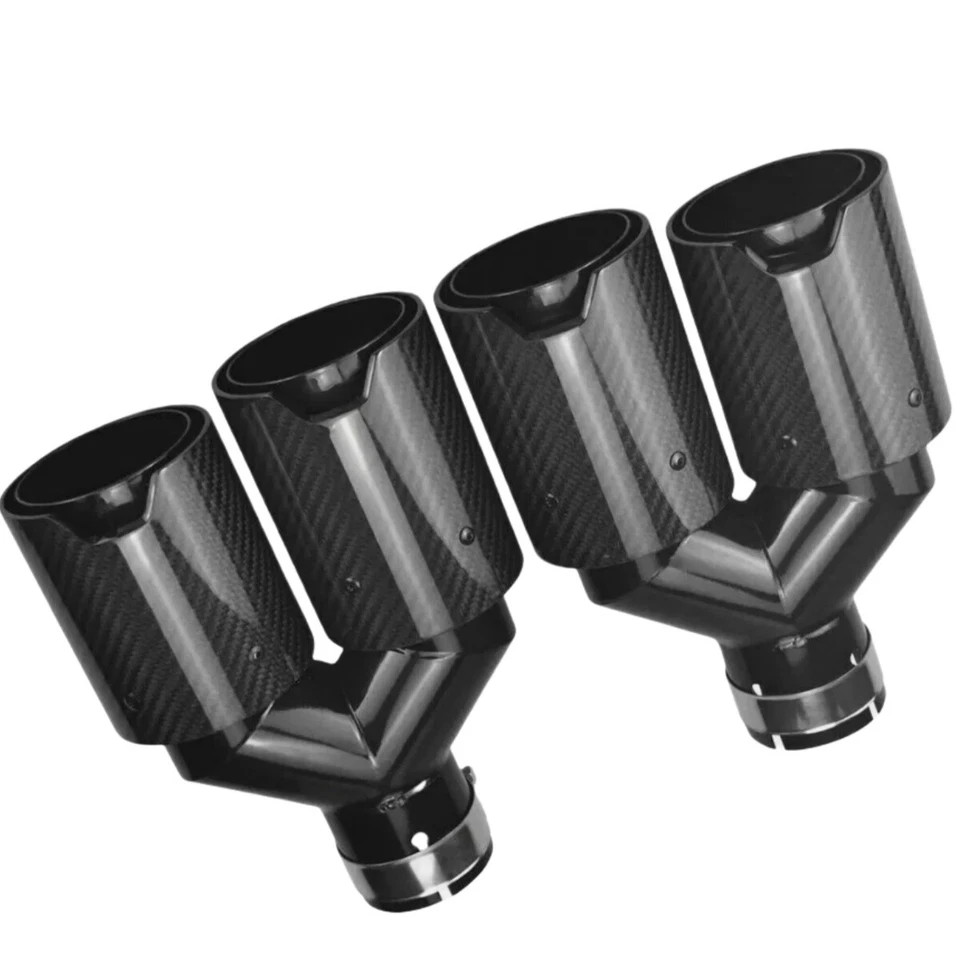 Tubo de escape doble de fibra de carbono para BMW 101 MM de salida 63 mm de entrada Foto 4 de 4