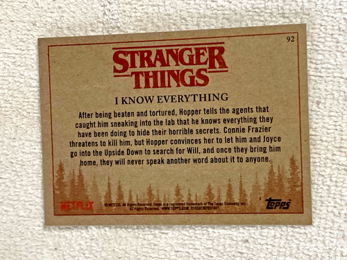 Tarjetas coleccionables Topps Stranger Things temporada 1 2018 base holefillers *elige* - Imagen 185 de 201