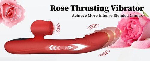 Rose-Dildo-Vibrator-G-spot-Multispeed-Massager-Female-Adult-Sex-Toy-Thrusting - Picture 7 of 16