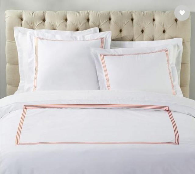 Pottery Barn Linen Cotton Queen Full Striped Duvet Cover 2