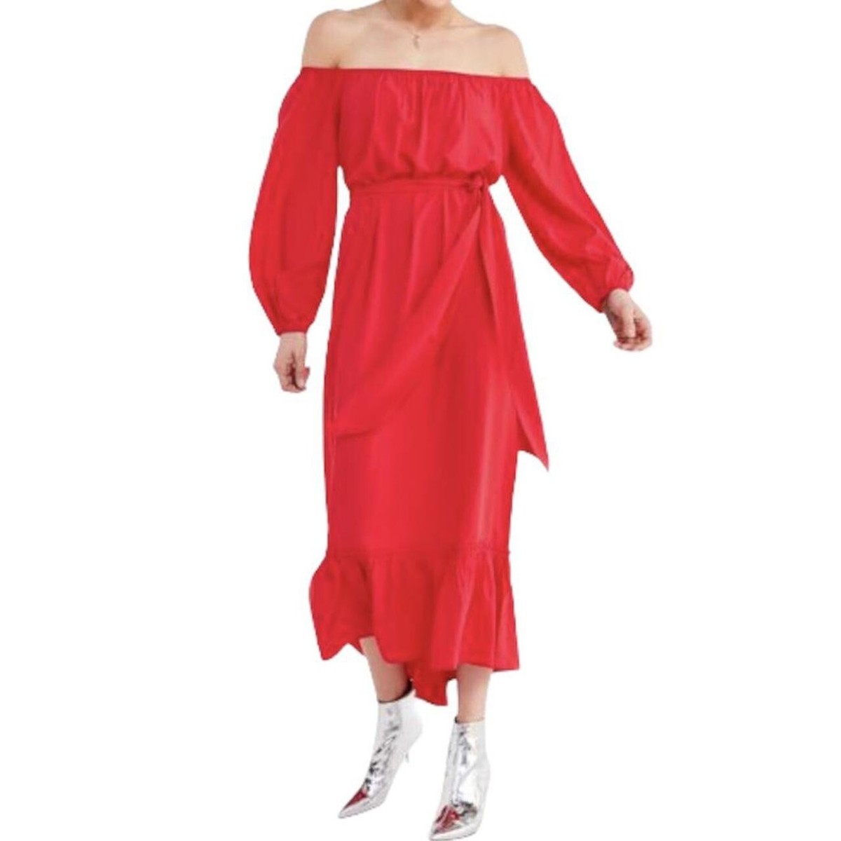red maxi dress urban outfitters Urban Outfitters Red Maxi Dress Off Shoulder Deadstock XS Condition 9/10 no  flaw