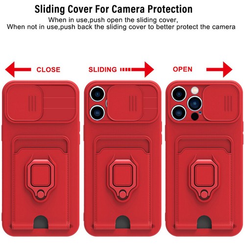 Case For iPhone 16 Pro Max 15 14 13 12 11 Magnetic Ring Stand Card Holder Cover - Picture 5 of 17