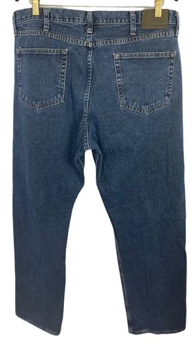 Pantalones de mezclilla para hombre Wrangler relajados rectos talla 36X32 azul oscuro lavado cremallera mosca algodón - Imagen 7 de 7