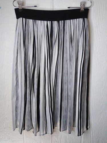 Emaline Womens S Black Stripe Skirt Midi Long Elastic Waist Pull On A Line Flowy - Bild 5 von 7