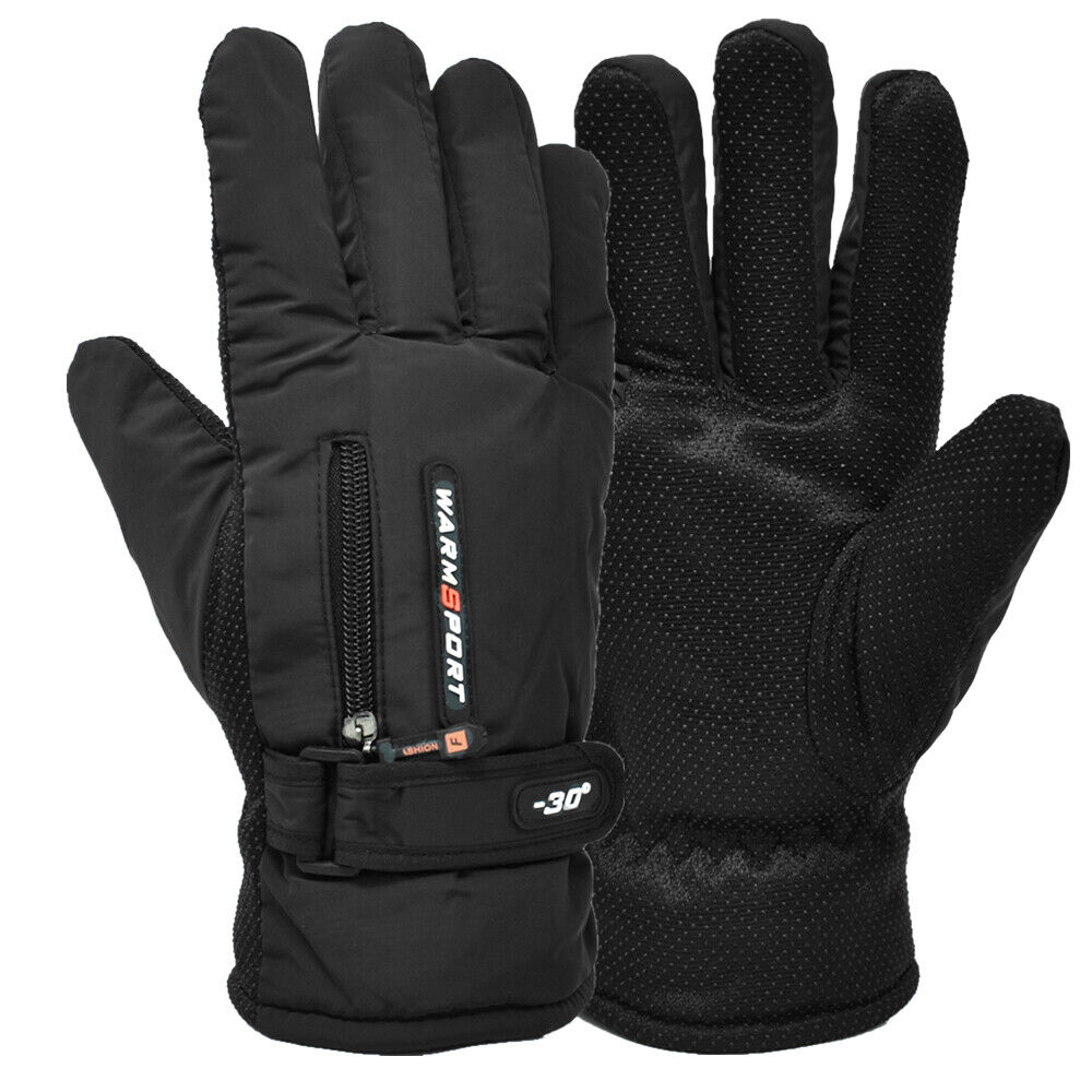 Men Winter Waterproof Fleece Thermal Ski Snowboarding Drive Work Gloves Mitten - Picture 4 of 7