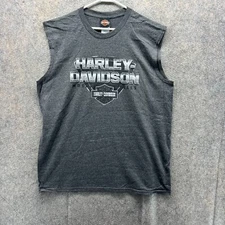Harley Davidson Shirt Men XL Heather Gray Crewneck Tank Top Motorcycle 2018 NEW
