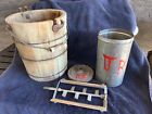 Vintage 1923 White Mountain Blue Turquoise Ice Cream Freezer No top or Crank