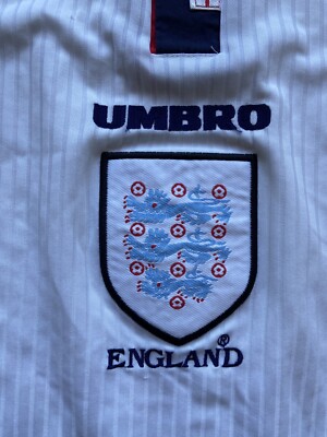 オールドUMBROイングランド代表ゲームシャツLセンターロゴ1998年モデル ENGLAND 1997 1998 HOME FOOTBALL SHIRT SOCCER JERSEY UMBRO sz