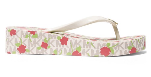 Michael Kors Women’s Bedford Plaform Floral Flip Flop in Vanilla Floral Logo 10 - Picture 6 of 7