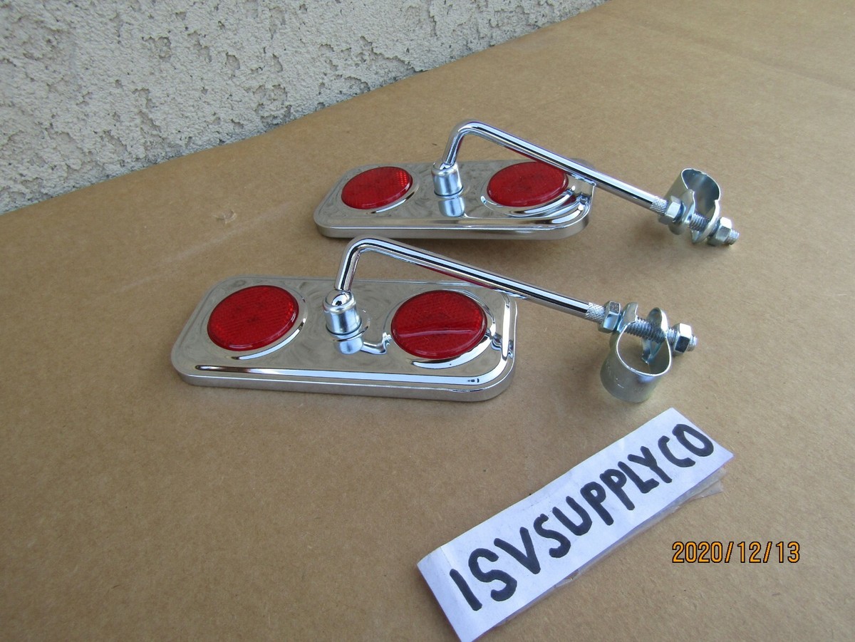 NEW LOWRIDER RECTANGLE BICYCLE MIRRORS RED REFLECTOR FOR MTB CRUISER TRICYCL