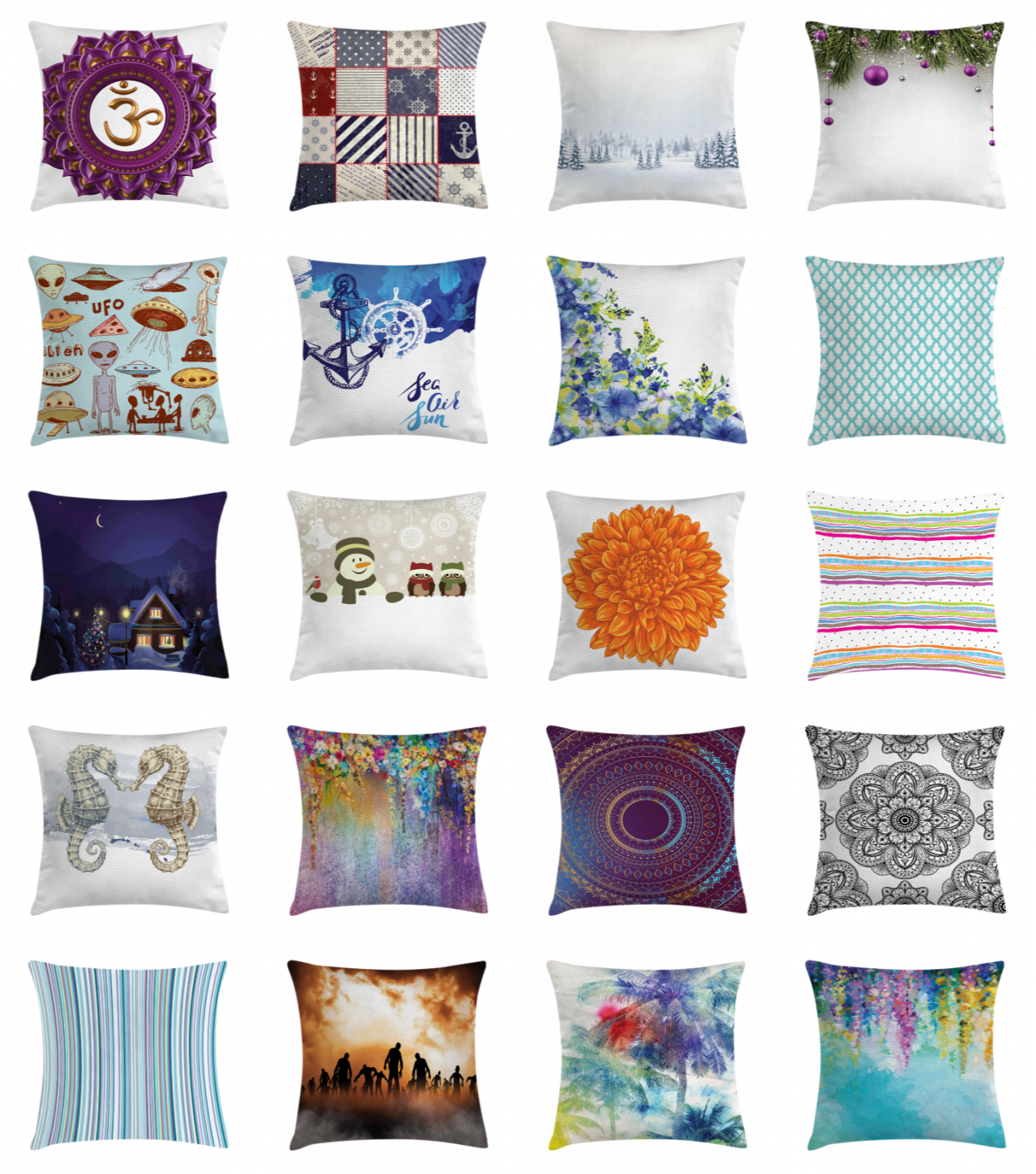 Ambesonne Printed Square Throw Pillowcase in 9 Stylish Sizes