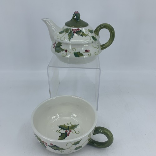 Tracy Porter Sweet Tidings Tea For One Stechpalme Beeren Weihnachten Keramik Winter - Bild 9 von 15