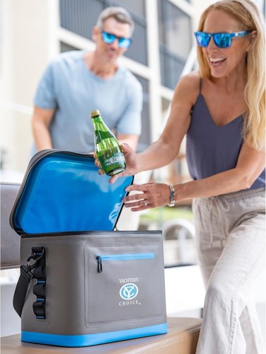 Yachter's Choice 50052 Soft Cooler24 Can Capacity / Shoulder Strap, Grey/Blue - Picture 3 of 6