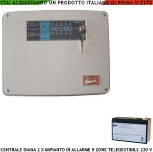 DIANA 5 ZONE CENTRALE ALLARME BATTERIA 12 V 7 2 AH SECURVERA SH-D2FCDB7ZFA