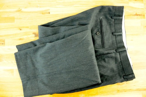 Brooks Brothers 1818 Madison Charcoal Gray 100% Wool Flat Front Pants 35W 30L