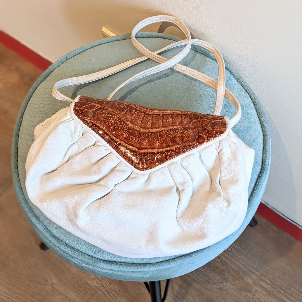 donna elissa レザー ハンドバッグ DONNA ELISSA Shoulder Bag Leather/Exotic Leather White/Brown