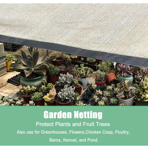 50% Sun Block Garden Net Greenhouse Shade Cover Shade Cloth with Grommets Beige - Picture 4 of 7