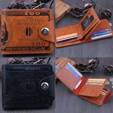 Men's Wallet With 100 US Dollar Pattern Male Leather Wallet Photo Card Holder US