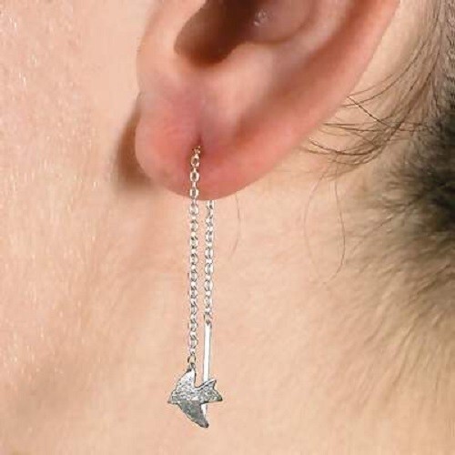 925 Sterling Silver Dove Of Peace Dangle Pairs Ear Threads Jewelry Gifts - Picture 2 of 2