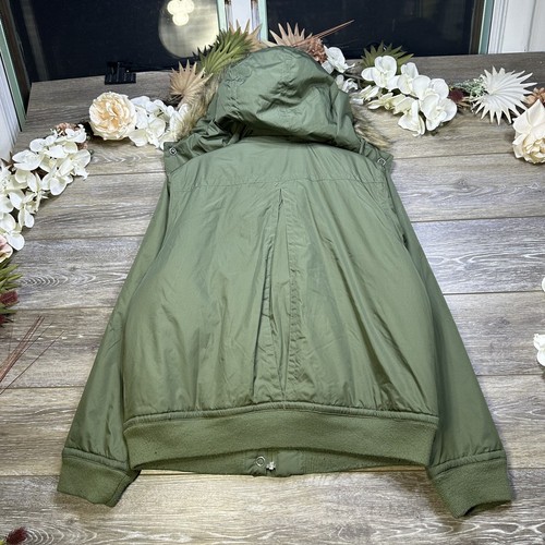 Faux Fur Hood Coat Womens Large Green Full Zip Parka Jacket By Route 66 - Picture 11 of 20