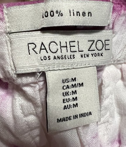 Rachel Zoe Linen Tie Dye Drawstring Shorts Purple Size M Boho Vacation Beach - Foto 6 di 7