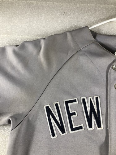 Maglia Derek Jeter Vintage Majestic New York Yankees #2 Grigio Uomo Taglia M Thrashed - Foto 7 di 20