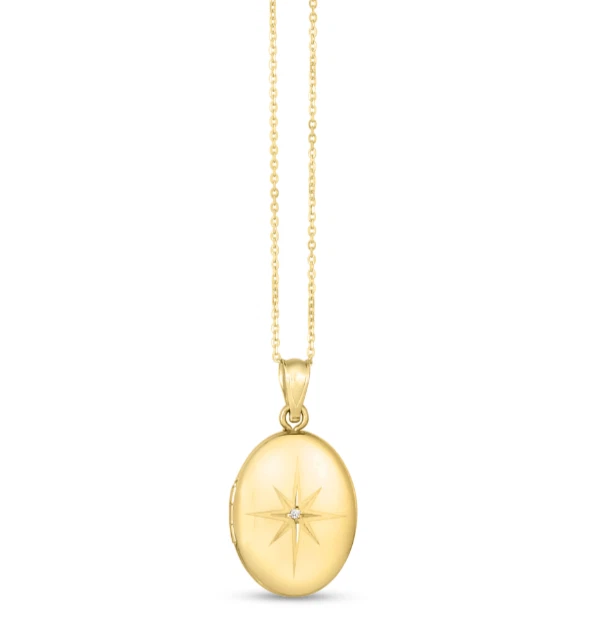 Ожерелье из желтого золота 14 карат с натуральным овальным бриллиантом 0,005 карата 18 дюймов 3,6 г