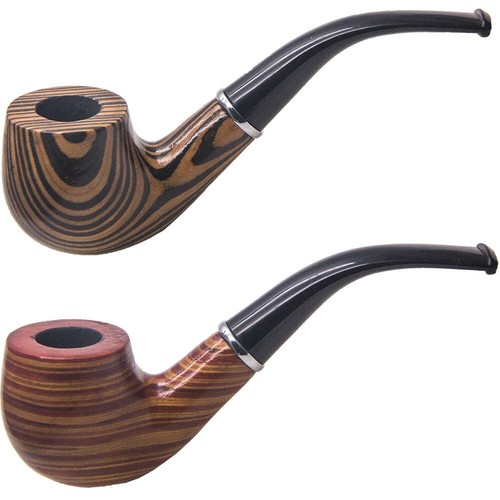 2 Durable Wooden Wood Smoking Pipe Tobacco Cigarettes Cigar Pipes Enchase Gift D - Picture 1 of 7