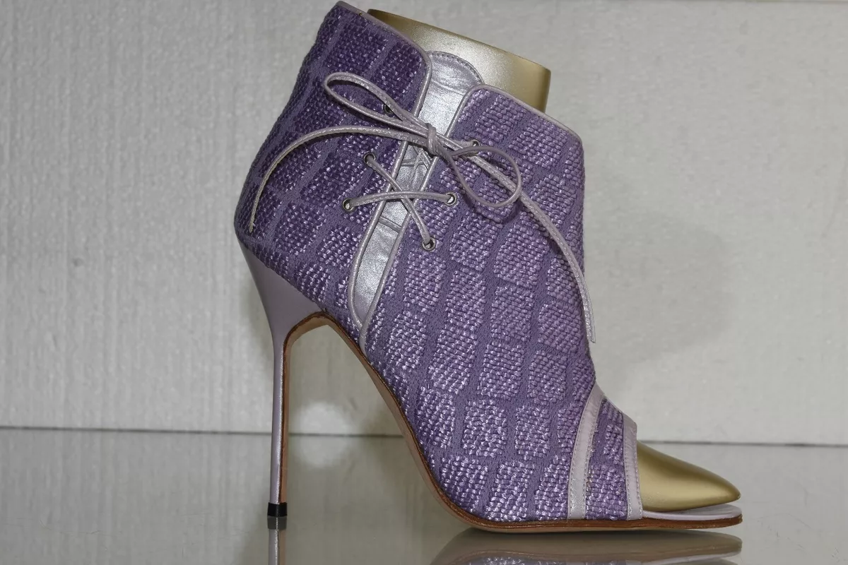 Purple open cheap toe booties