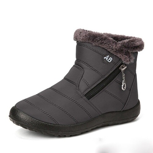 Winter Womens Ankle Size Shoes Snow Fur Waterproof Boots Warm Lined Ladies Flat - Picture 18 of 21