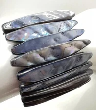 Iridescent Mother Of Pearl MOP Shell Bead Stretch Bracelet Ocean Blue Abalone