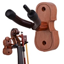 Mahogany Wood Violin Hanger Hook with Bow Holder for Home Studio Wall Mount A3I5